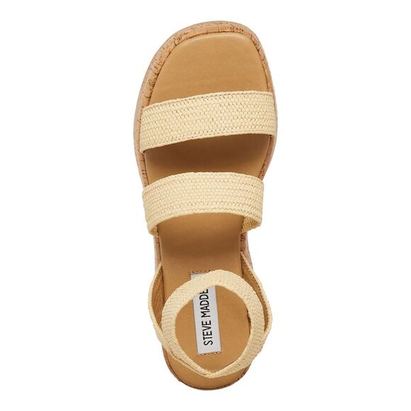 STEVE MADDEN Womens Beige 1-1/2" CorkPlatform Sashes Wedge Sandal 8 M - Picture 3 of 4